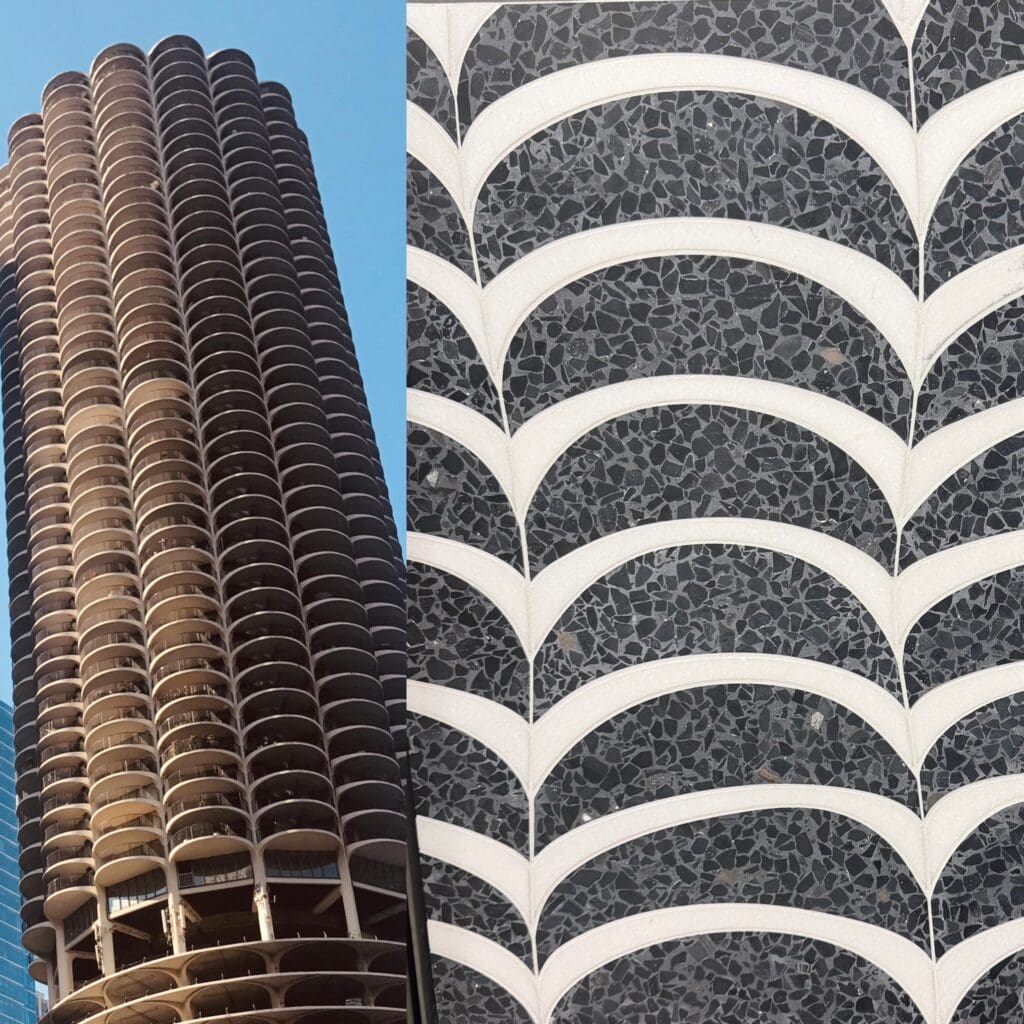marina city corncob towers mosaic tile, artistic tile