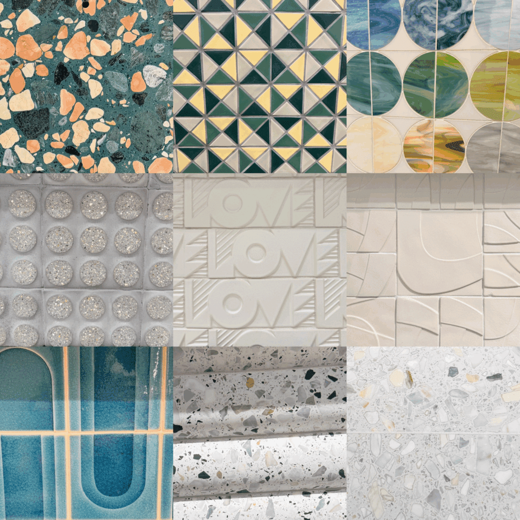 marble tile terrazzo midcentury geometric, Ann Sacks, Artistic Tile, Waterworks
